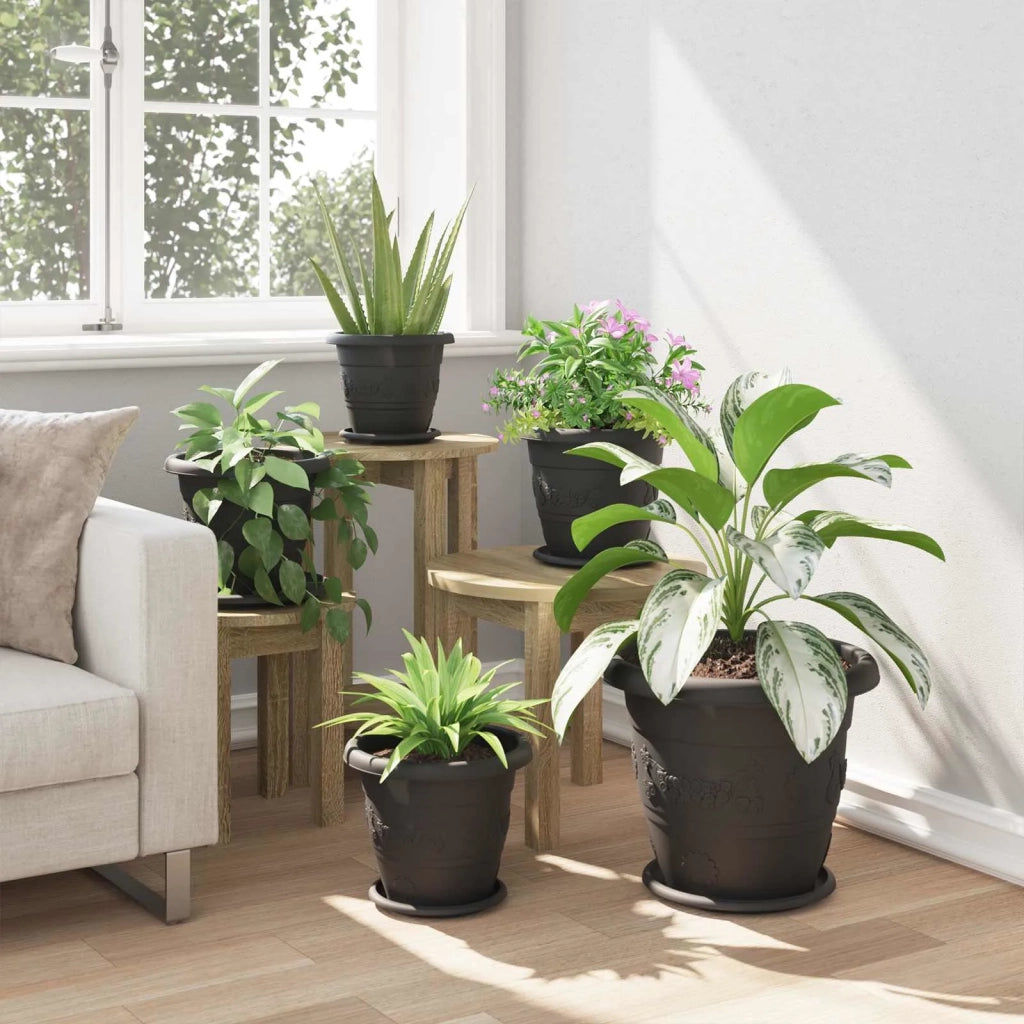 Vasi per Piante 6 pcs Nero Ø 26 x 21.5 cm Plastica 3403276