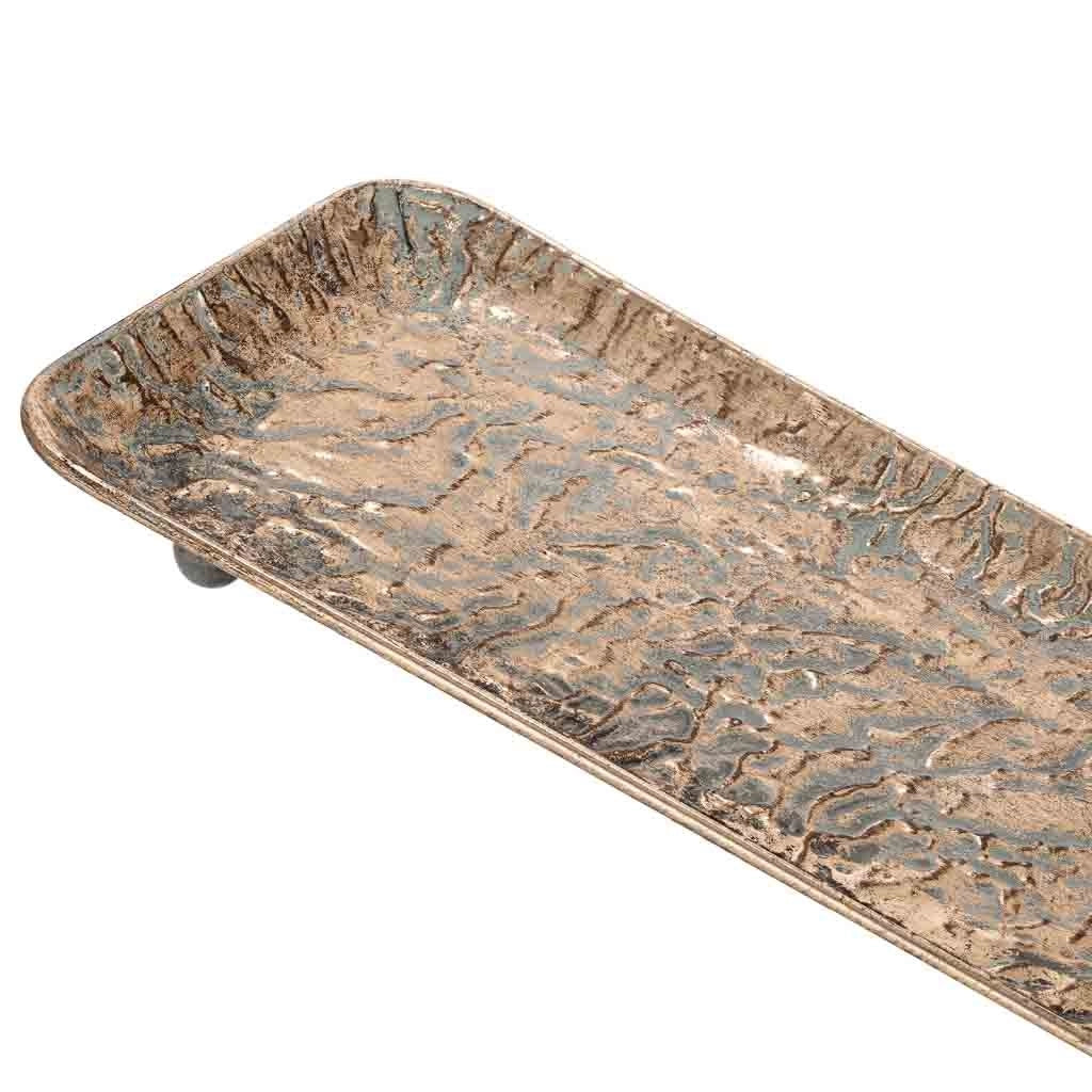 Vassoio in metallo dorato 53,5x19x3,5h cm