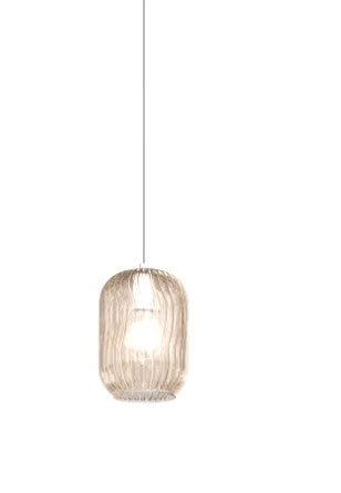 SOSPENSIONE CROMO 5 LUCI TONDA VETRI AMBRA 1181CR-S5 T-AM
