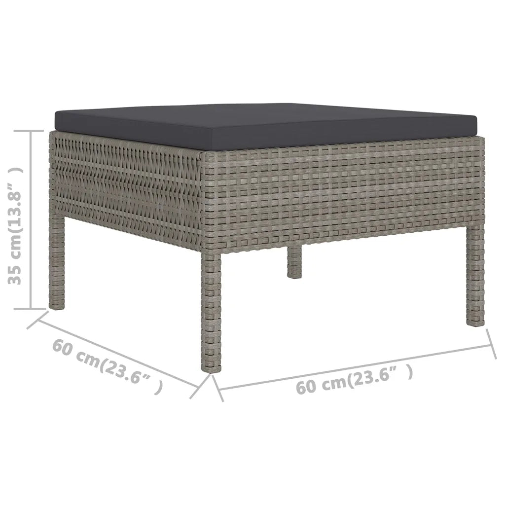Set Divani da Giardino 9 pz con Cuscini in Polyrattan Grigio 3094426