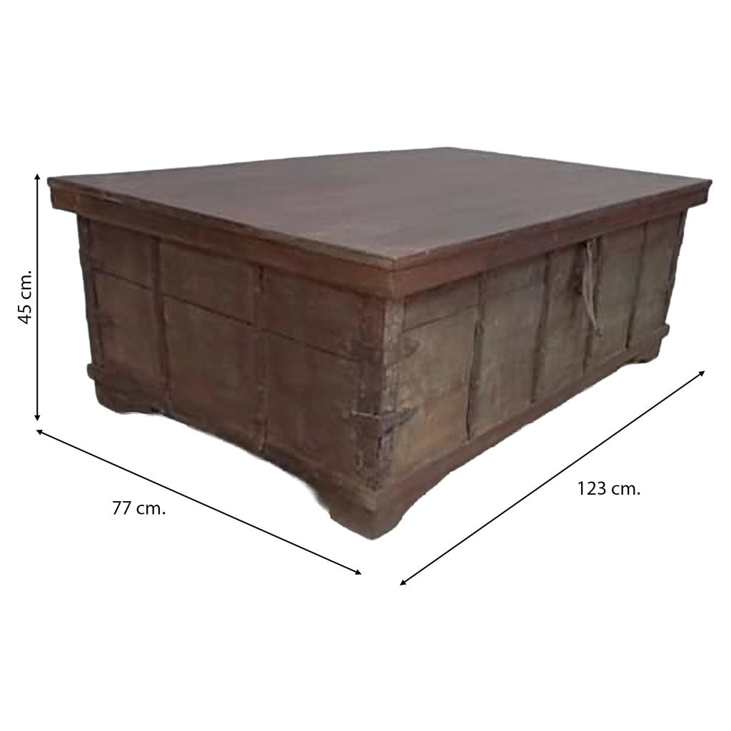 Mesa baúl de madera acabado artigianale marrone 123x77x45h cm