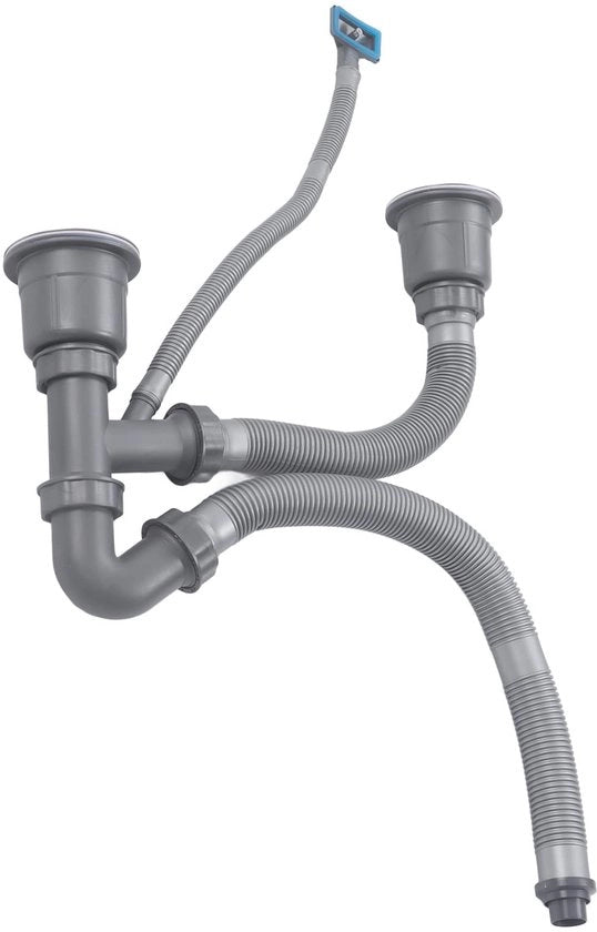 Set di scarico doppio per vasca - Disegno espandibile - Scarico universale - Installazione semplice - 7 connettori di scarico - Utilizzo flessibile - Plugg per scarico