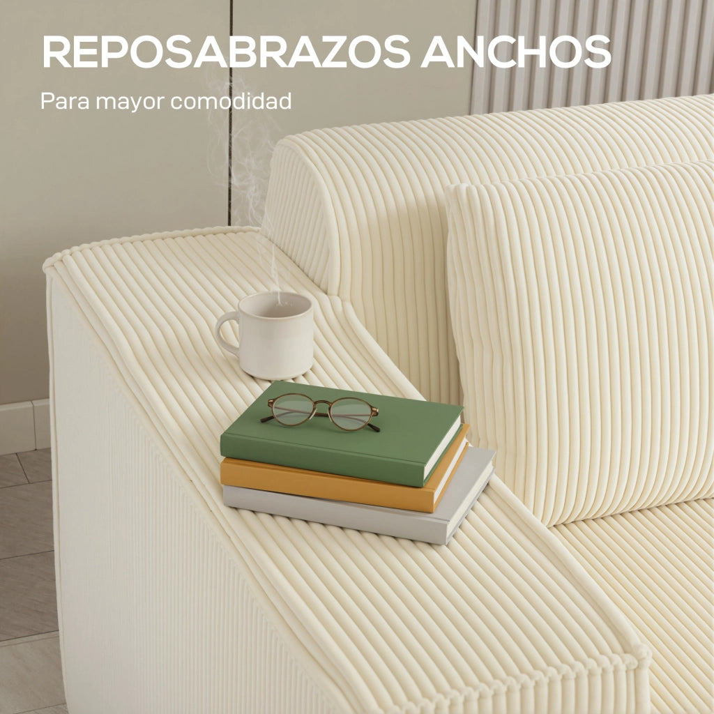 Divano 3 Posti Trapuntato in Velluto ¨C Zephmum ¨C Beige