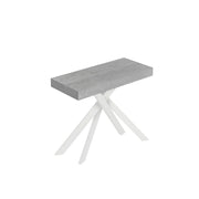 Consolle allungabile 90x40/300 cm Saki cemento gambe bianche