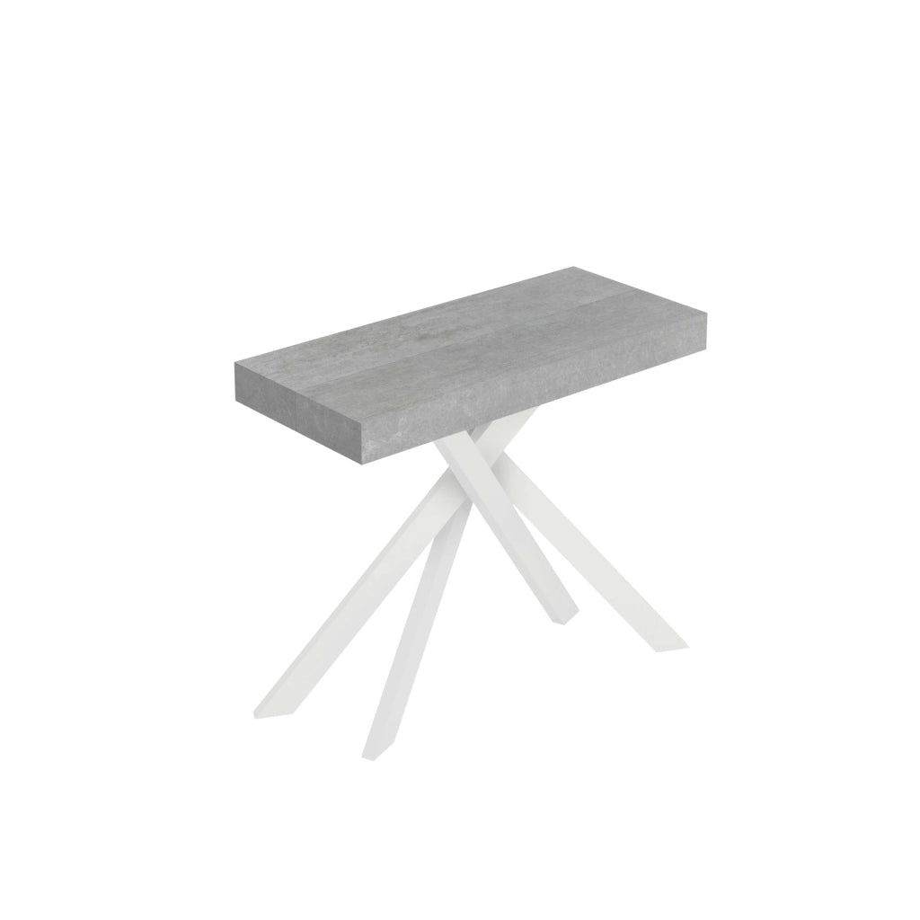 Consolle allungabile 90x40/300 cm Saki cemento gambe bianche