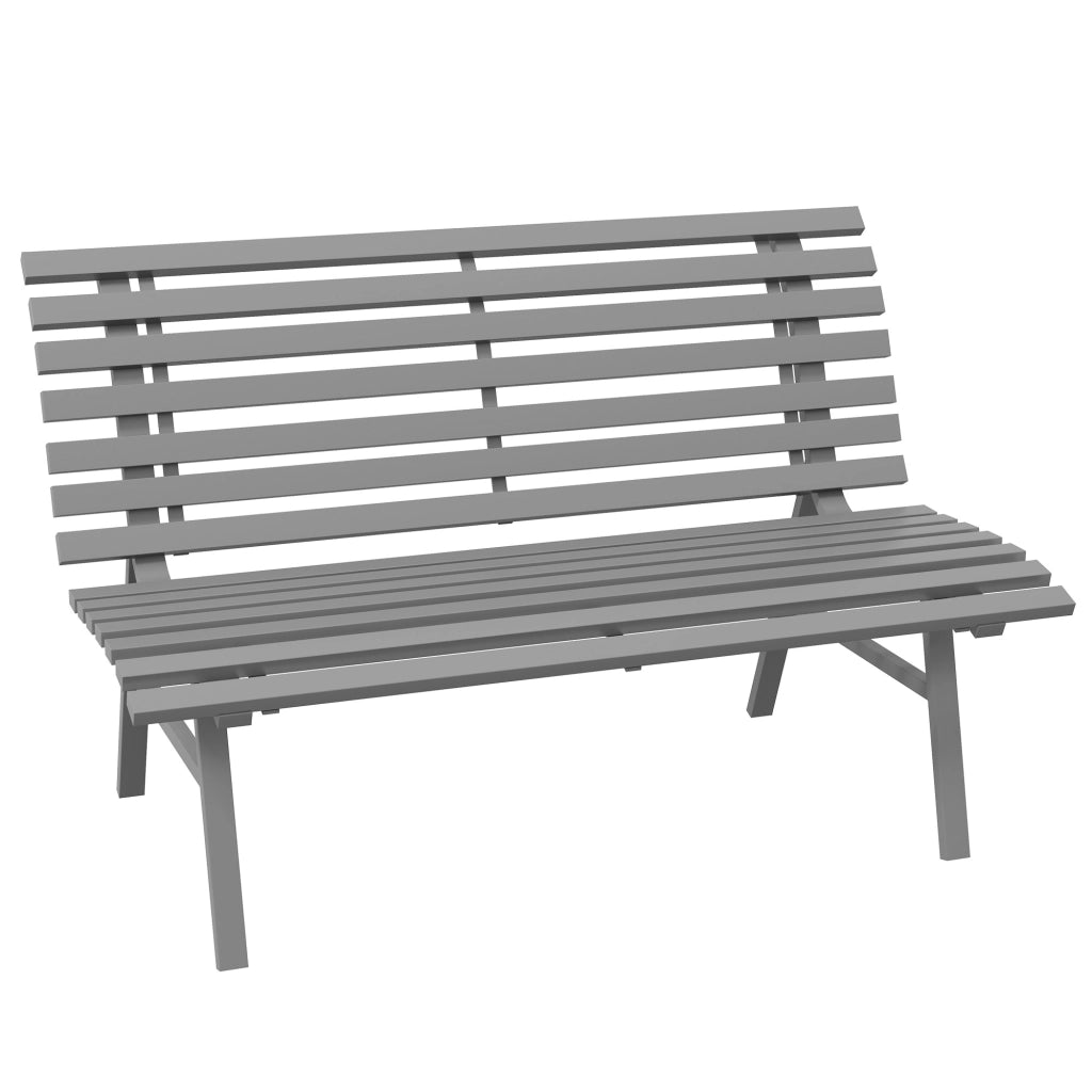 Banc de jardin banc de parc biplace avec dossier en aluminium 123x67x79cm gris pour balcon de la terrasse jardin