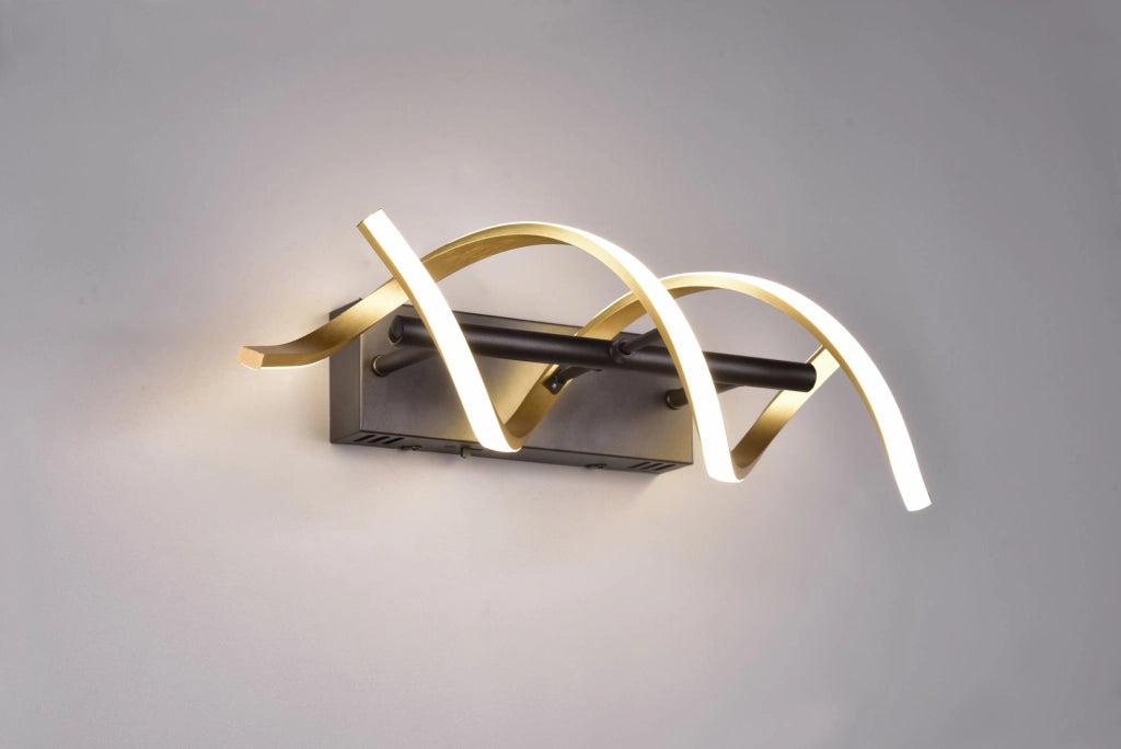 SEQUENCE APPLIQUE LED 22W 2800lm, 2300+3000+4000K SPIRALE METALLO OTTONE E NERO CON REGOLAZIONE INTENSITA' E TEMPERATURA DI COLORE DELLA LUCE CON INTERRUTTORE H. 47CM