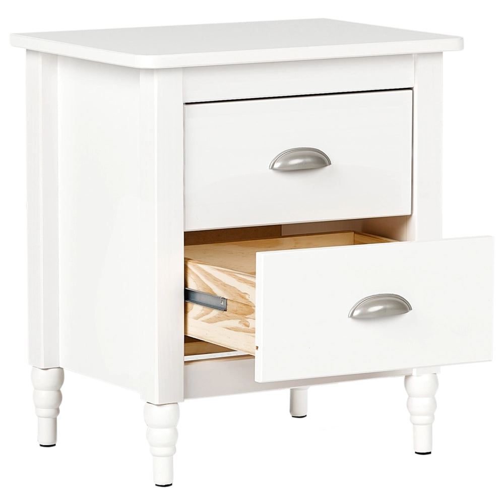 Comodino armadietto Bianco 2 Cassetti Retrò