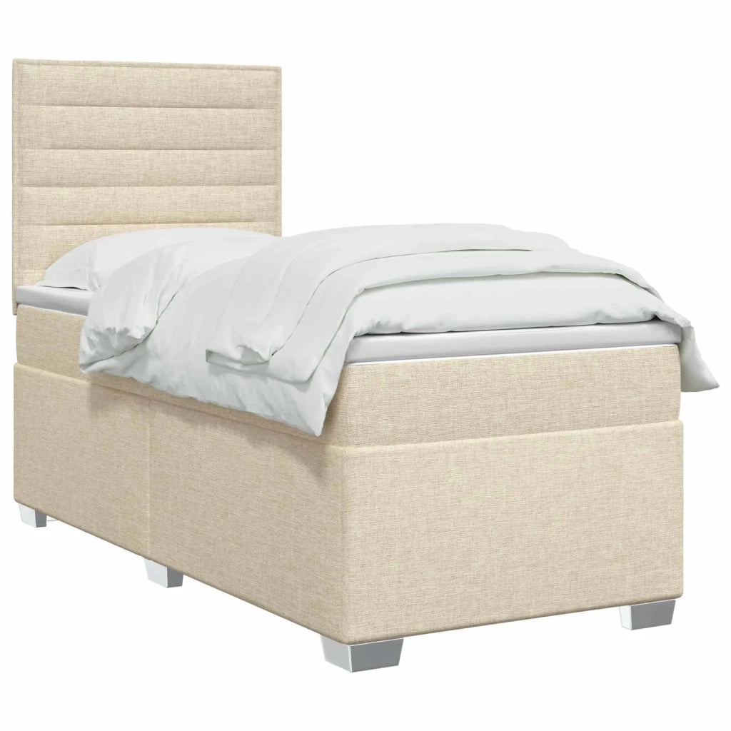 Letto box spring con materasso Crema 100 x 200 cm Tessuto 3454801