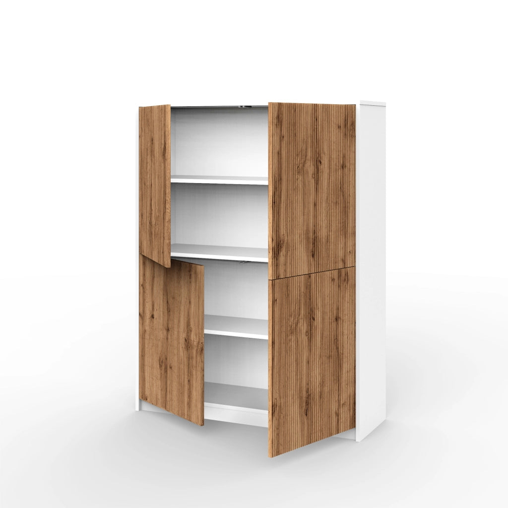 Credenza alta BUDAPEST bianco/quercia