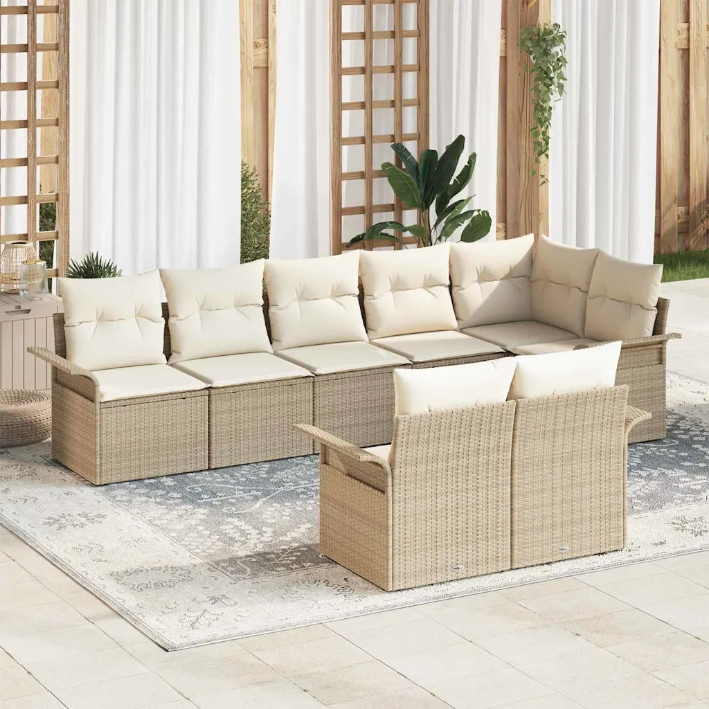 Set Divano da Giardino con archiviazione 8 pcs Beige polyrattan 3354080