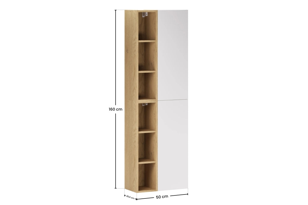 Set mobili bagno con półsłupkiem e regałem Aster White 50 cm