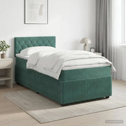 Letto box spring con materasso Verde Scuro 100 x 200 cm Velluto 3451616