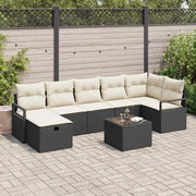 Set di divani con cuscino 8 pcs Nero e Crema polyrattan