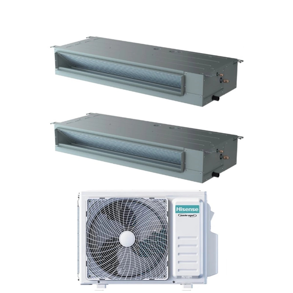 Climatizzatore Condizionatore Hisense Dual Split Inverter Canalizzato Canalizzabile 12+12 con 2AMW52U4RXC R-32 Wi-Fi Optional 12000+12000 Con Telecomando di Serie