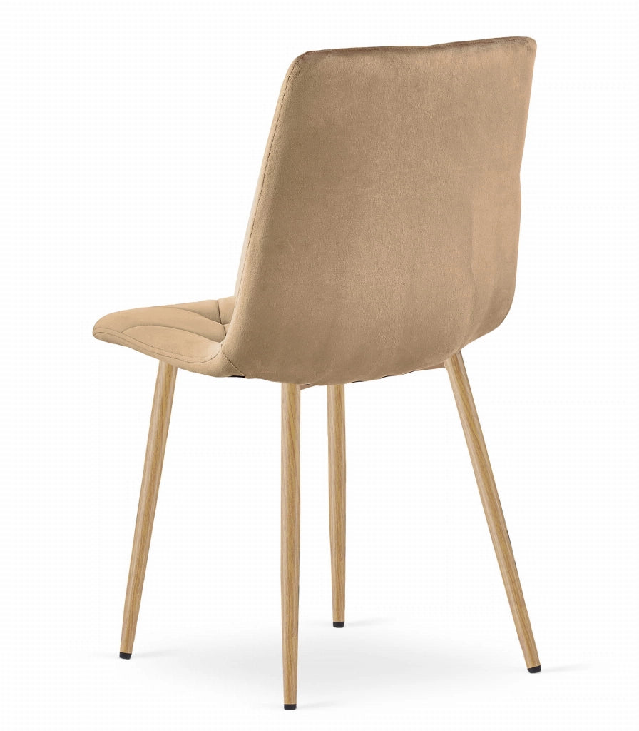 Sedia VALORA TYRA - Moderna in velluto marrone con gambe color legno