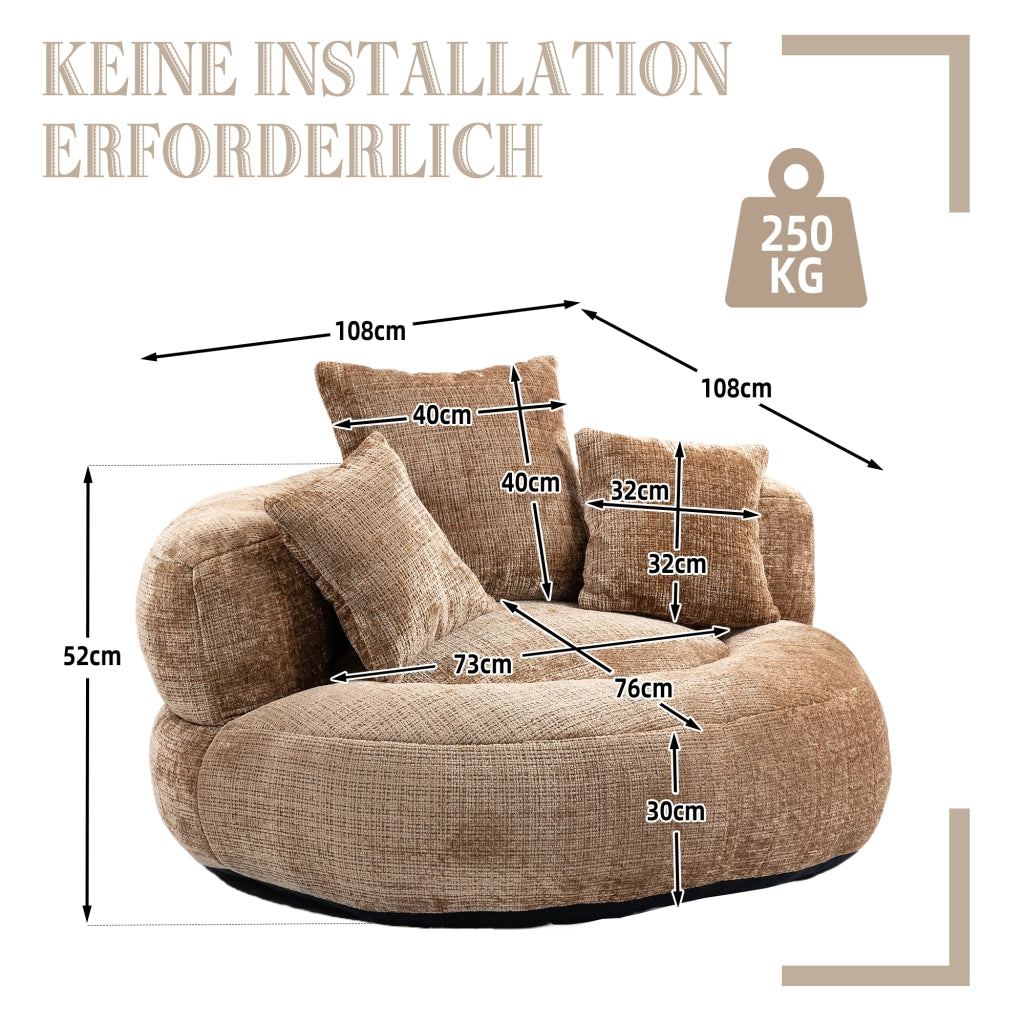 Divano Poltrona Gaming con Cuscini ¨C MINIMAL ¨C Tessuto Chenille, Singolo
