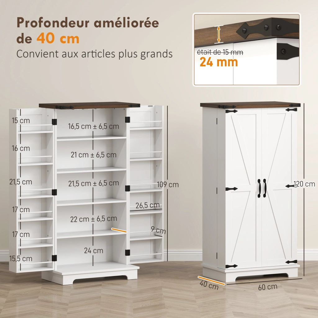 Buffet cucina con 12 ripiani e ante ¨C Minimal ¨C 60x40x120 bianco