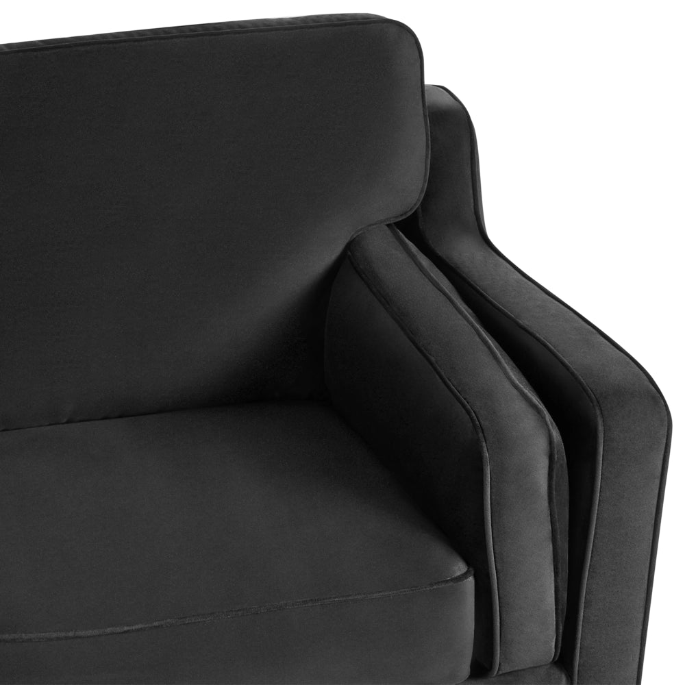 Divano di colore Nero 2 Posti Velluto Gambe In Legno in stile Classico e moderno