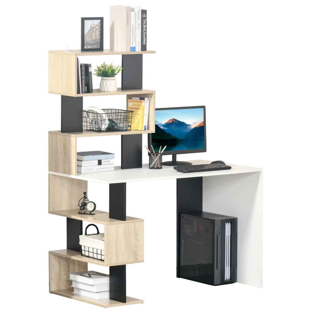 Scrivania da Ufficio 120x60x148 cm con Libreria in Legno Multicolore