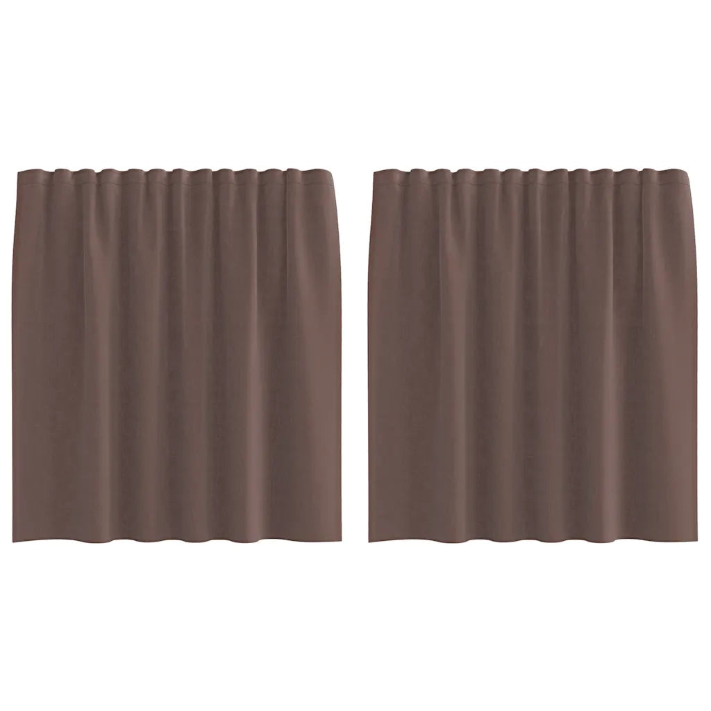 Tende in Voile con Tasche per Aste 2 pz Marrone