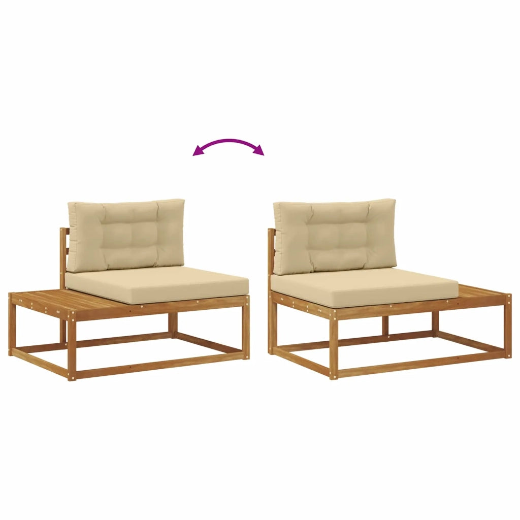 Set di divani da esterno-Sofa da giardino con cuscino Naturale e Beige 154134
