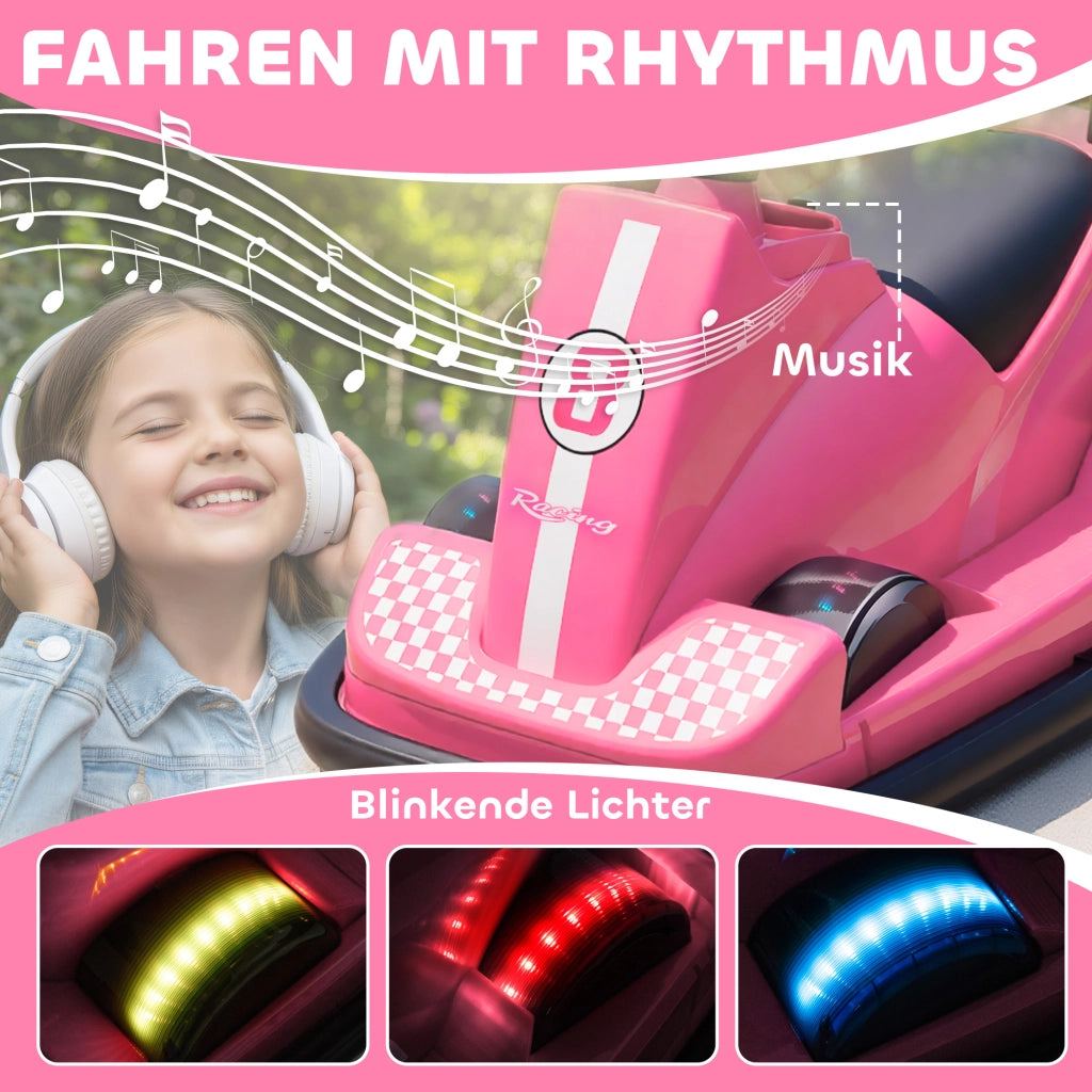 Autoscooter Bambini 360¡ã LED Rosa ¨C Minimal ¨C 3-8 Anni