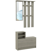 Set Mobili da Ingresso con Appendiabiti, Specchio, Panca e Scarpiera ¨C Minimal ¨C Grigio