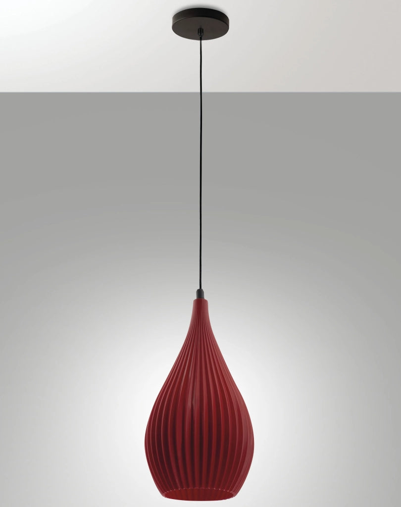 Lampada a Sospensione Lisa in Metallo e Plastica Vegetale - Bordeaux, Attacco E27, Struttura Elegante e Sostenibile, IP20, 230V - Linea Design
