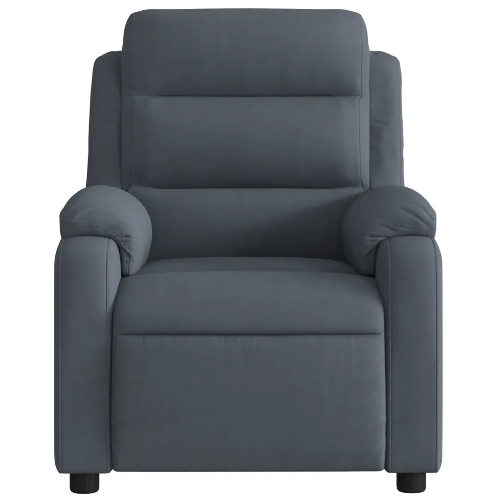 Poltrona | Sedia Relax Reclinabile Grigio Scuro in Velluto