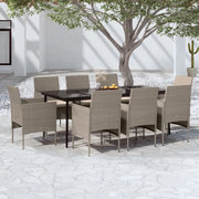Set da Pranzo da Giardino con Cuscini 9 pz in Beige e Nero 3099328
