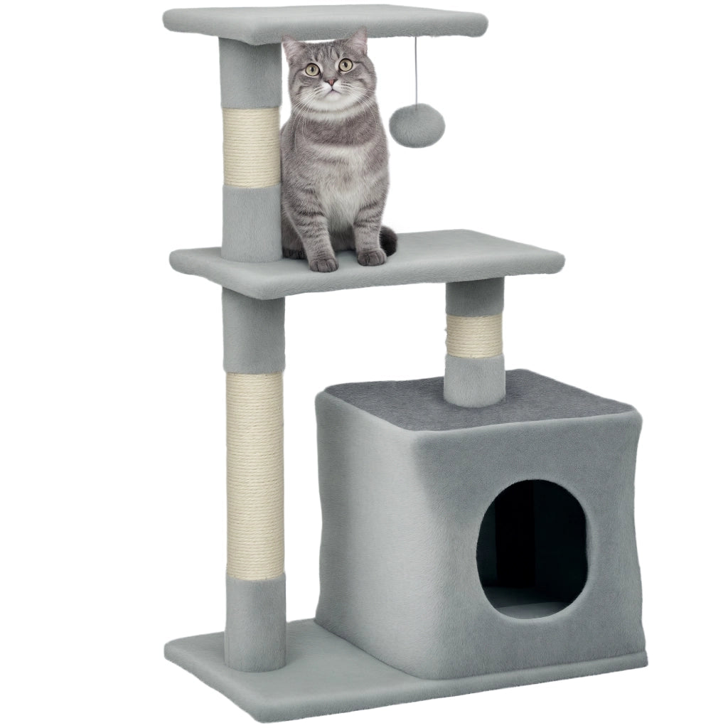 Albero tiragraffi per gatti con piattaforme e sisal ¨C Minimal ¨C 50x30x81,5 cm grigio