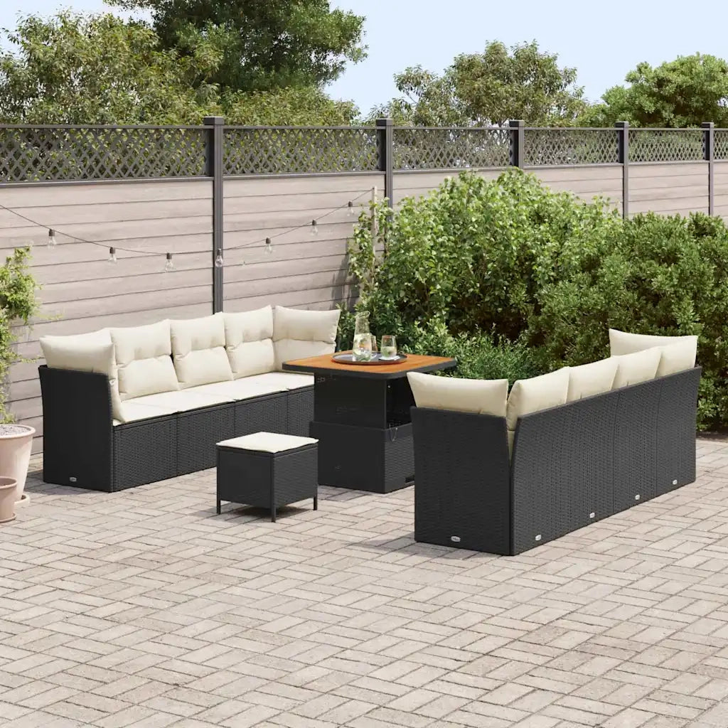 Set Divano da Giardino 11 pcs Nero polyrattan 3361455