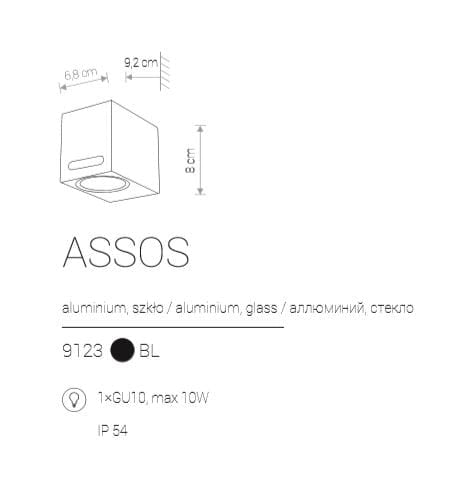 Applique esterna Nowodvorski Assos nera alluminio GU10 IP54