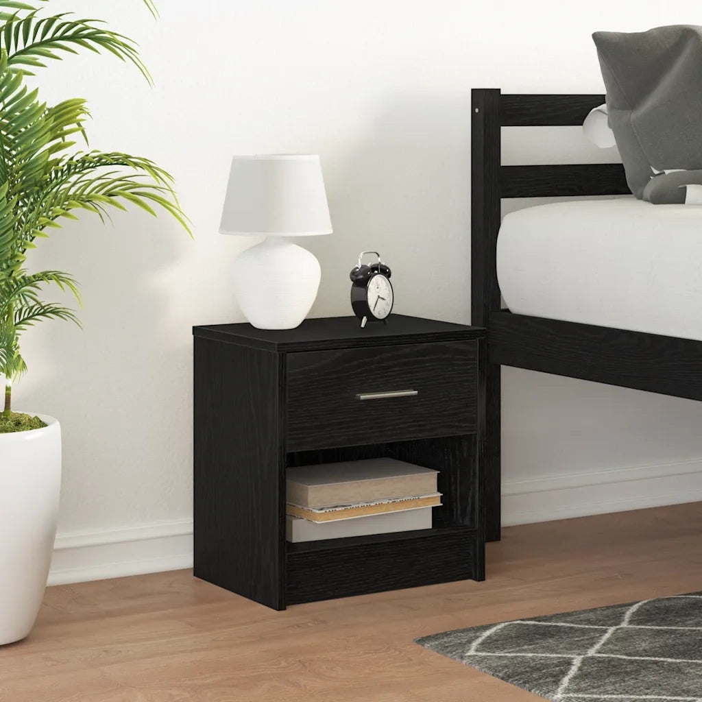 Comodino con Cassetto Nero 39x28x41 cm 858751