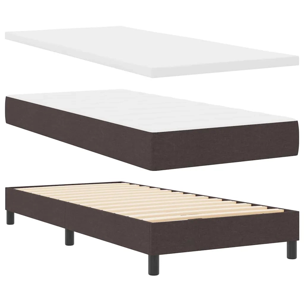 Letto a molle con materasso Marrone Scuro 100 x 200 cm Tessuto 3340076