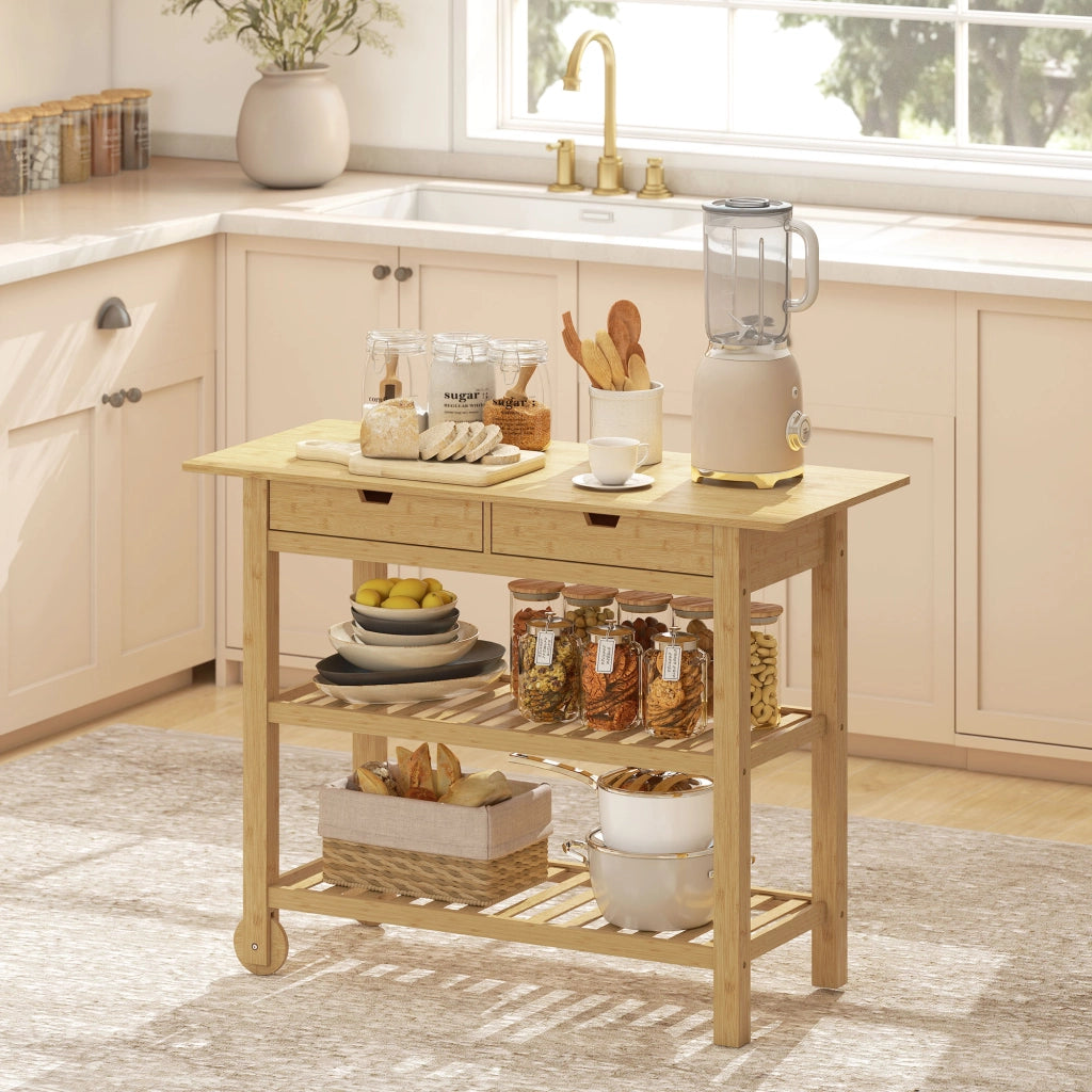 Carrello da cucina con 2 cassetti e 2 ripiani ¨C Minimal ¨C 100x43x75 cm