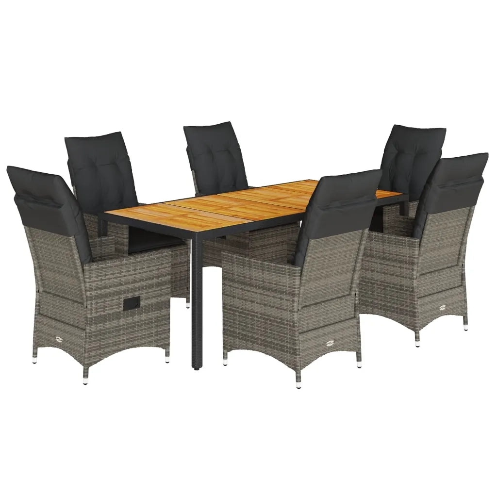 Set da Pranzo da Giardino 7 pz con Cuscini in Polyrattan Grigio 3276729