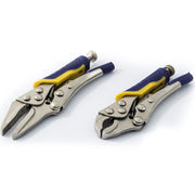 Trade Shop - Kit 2 Mini Pinze Pinza Grip Becco Curvo Lunga Morsetto Autobloccante A Scatto -