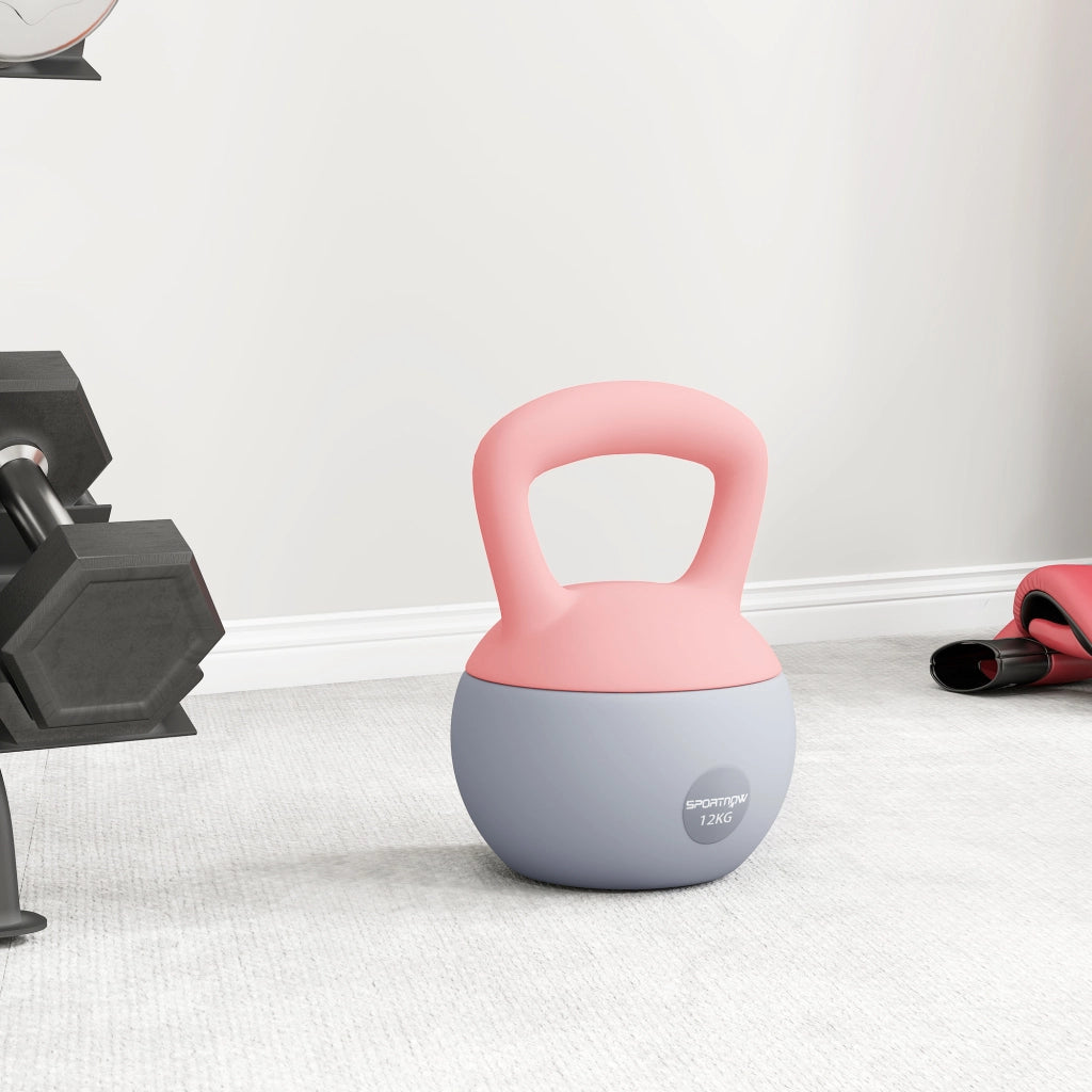 Kettlebell 12 kg ¨C Minimal ¨C Rosa e Grigio 21x21x30 cm