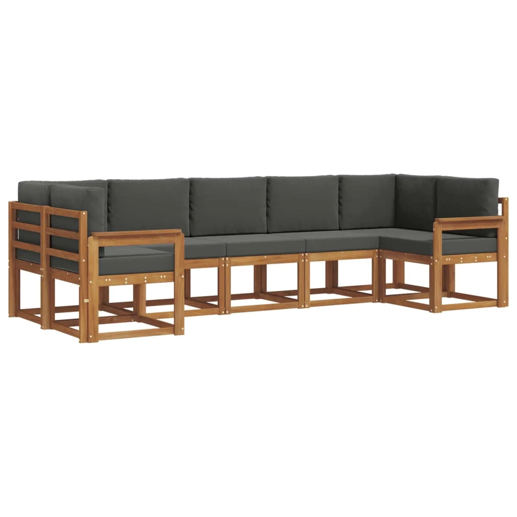 Set di divani da esterno con cuscino 7 pcs Naturale e Antracite 3366910