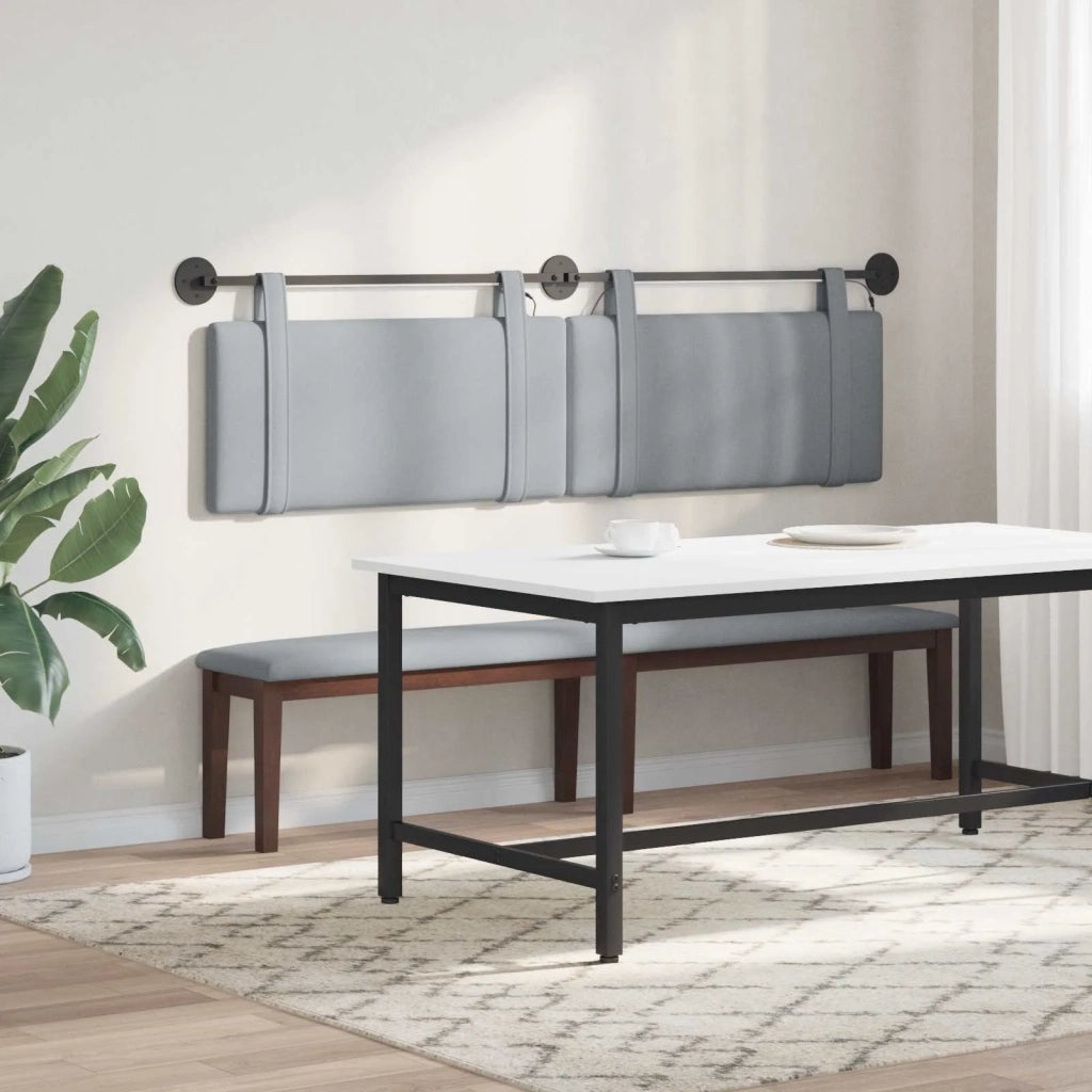Testiera | Testata sospesa Con luce LED Grigio Chiaro Tessuto