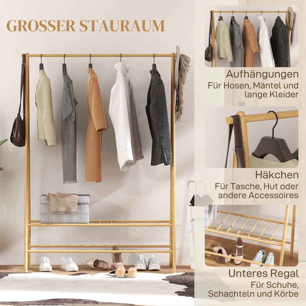 Appendiabiti con scaffale per scarpe ¨C Minimal ¨C in legno naturale