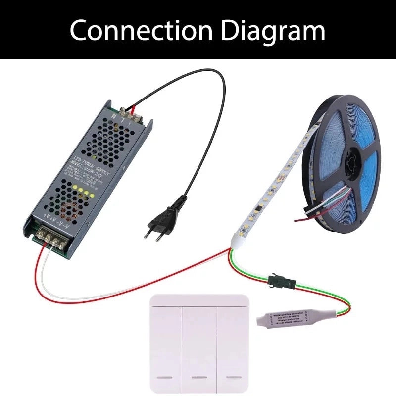Striscia Led Luminosa light running cammina 24V da 5mt 59 Watt con controller LUCE CALDA 3000K
