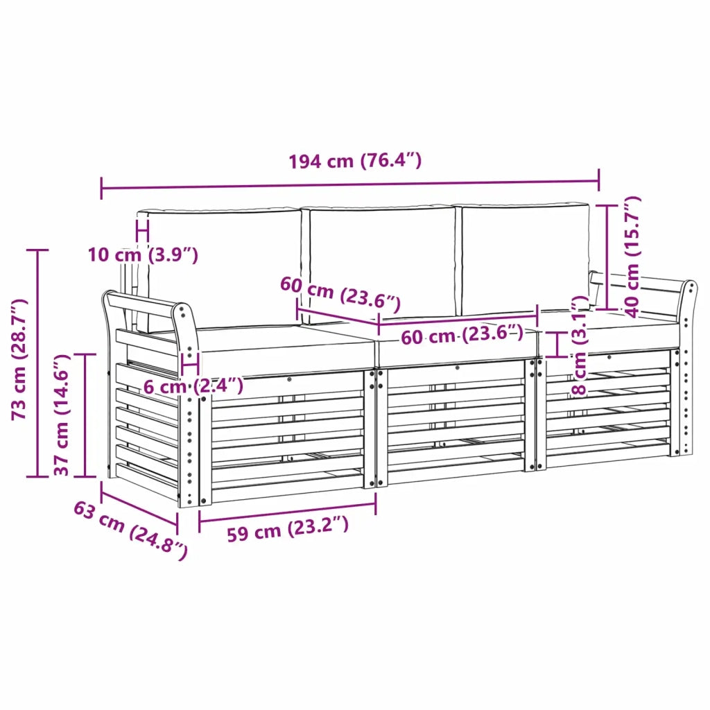 Set divani Legno di Acacia Massello 3391317