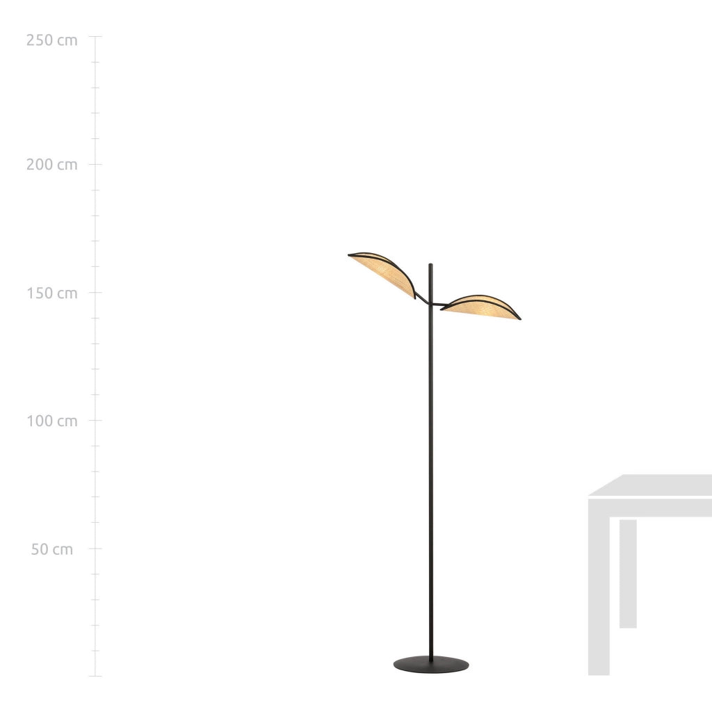 Lampada da terra Emibig VENE nera rattan 2xE14 150cm