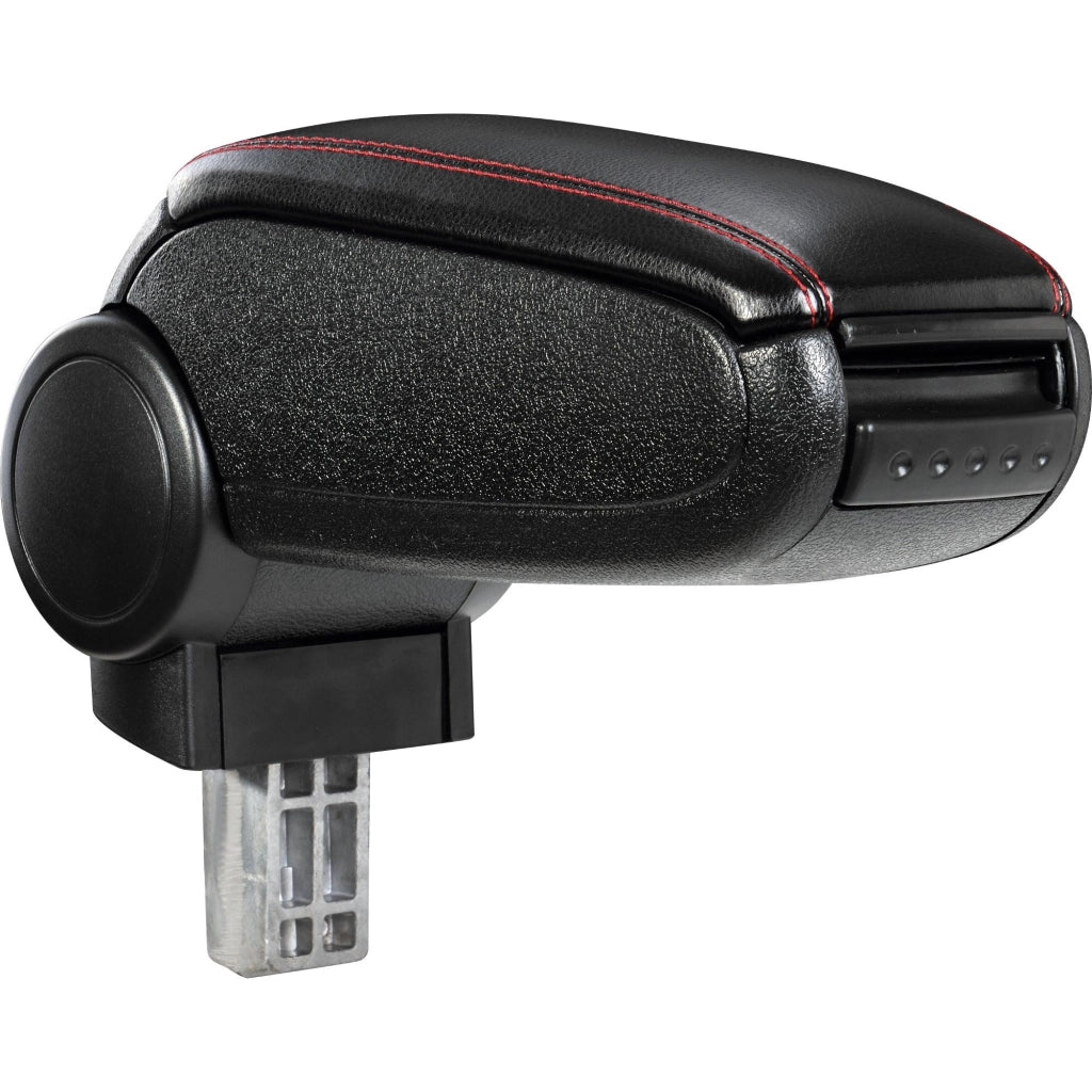 Bracciolo centrale per Touran con scomparto imbottito in similpelle nera con cuciture rosse 03_0000340