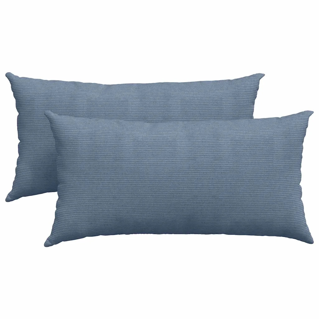 Cuscini da Divano 2 pz-Set di 2 Cuscini per Sofa Blu 80 x 40 cm Tessuto in Cords 348671