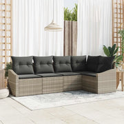Set di divani con cuscino 5 pcs Grigio chiaro polyrattan 3346722