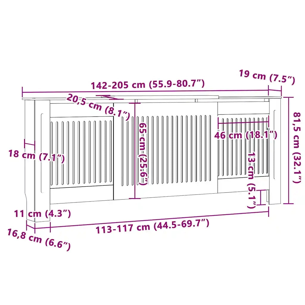 Copertura per radiatori 2 pcs Rovere Sonoma 205 x 20,5 x 81,5cm 3403240